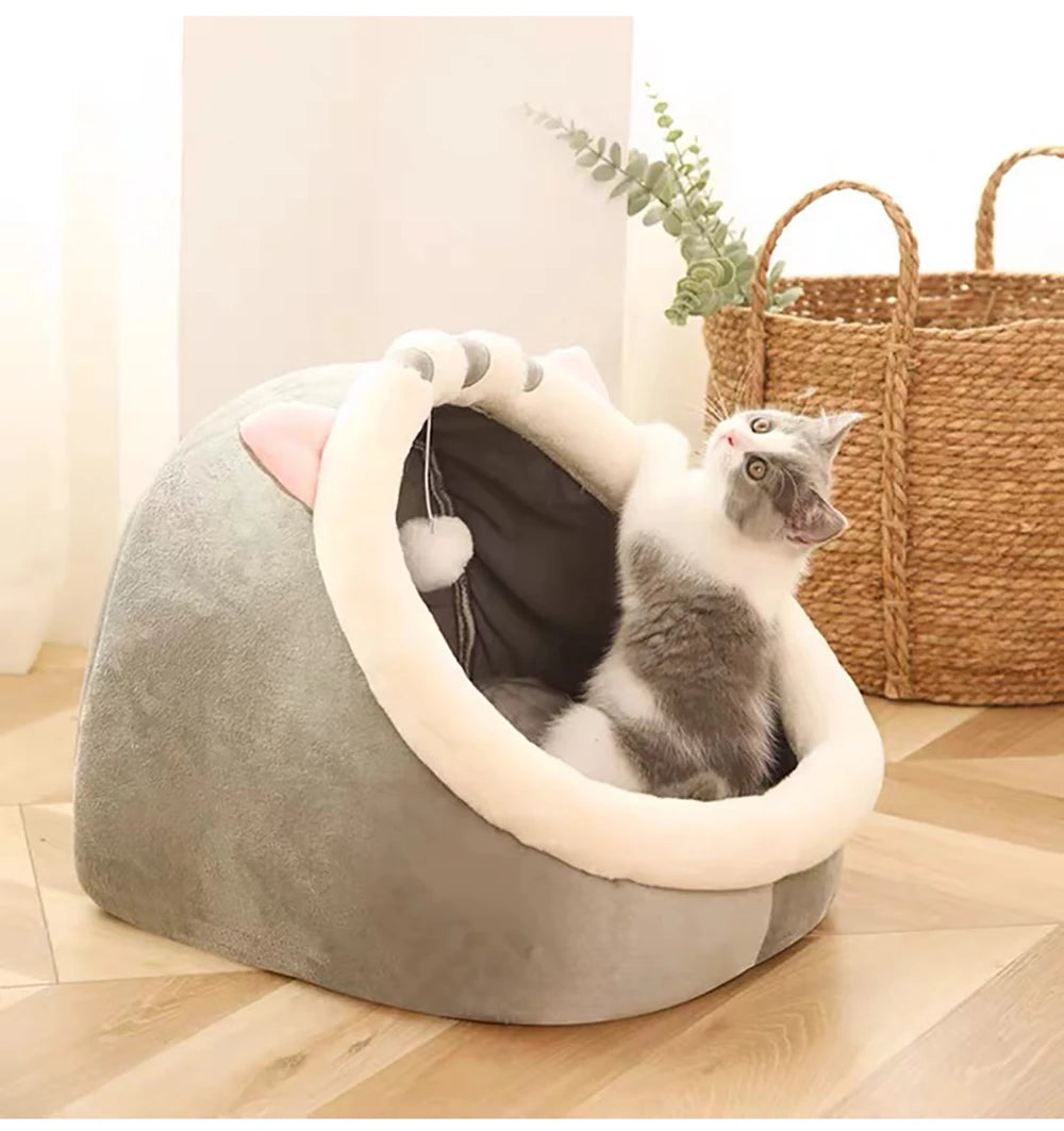 Tente auto-chauffante pour chat, cabane pour chat, lit de couchage confortable pour animaux de compagnie, pliable, amovible et lavable