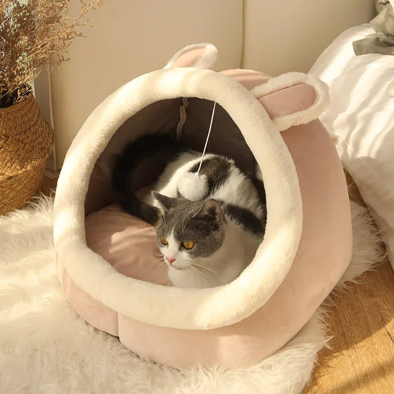 Tente auto-chauffante pour chat, cabane pour chat, lit de couchage confortable pour animaux de compagnie, pliable, amovible et lavable