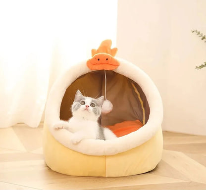 Tente auto-chauffante pour chat, cabane pour chat, lit de couchage confortable pour animaux de compagnie, pliable, amovible et lavable